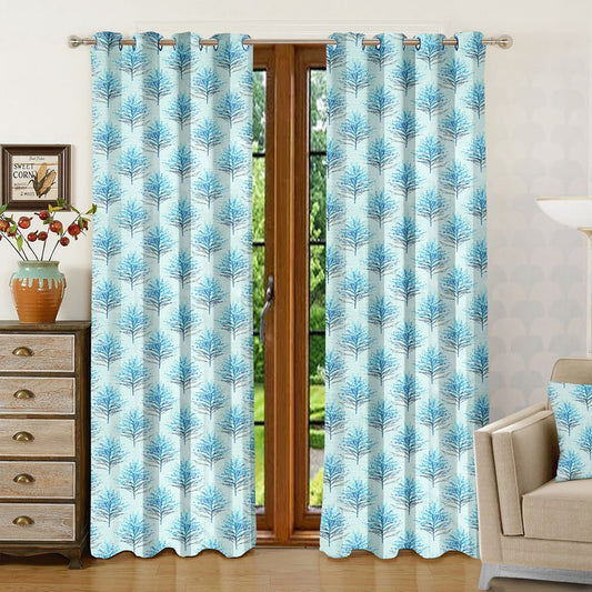 JBF HOMES Flax 7 Feet Door Curtain - Aqua Blue 213 x 117 cm