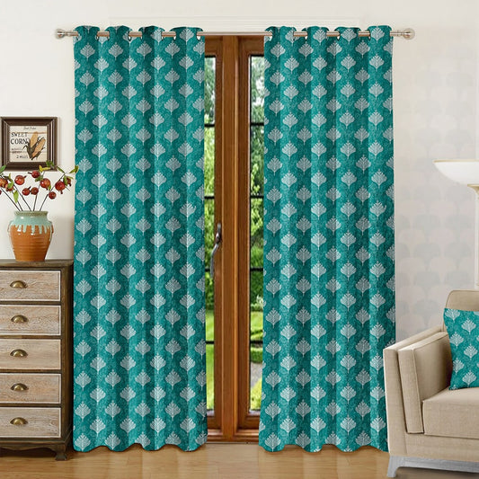 JBF HOMES Crown 7 Feet Door Curtain - Aqua Blue 213 x 117 cm