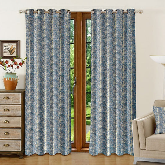 JBF HOMES Orchid 7 Feet Door Curtain - Blue 213 x 117 cm