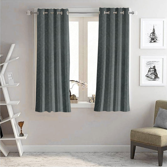 JBF HOMES Blackout 5 Feet Window Curtain - Dark Grey 152 x 117 cm