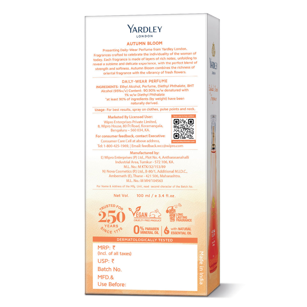 YARDLEY AUTUMN BLOOM DAILY WEAR PERFUME 100ML