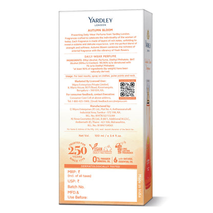 YARDLEY AUTUMN BLOOM DAILY WEAR PERFUME 100ML