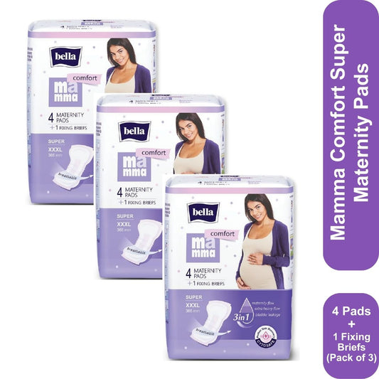 Bella Mamma Comfort Super Maternity Pads (4 + 1) Fixing Briefs (Pack of 3)
