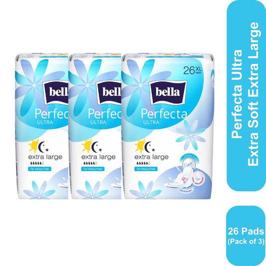 Bella Perfecta Ultra Extra Soft Sanitary Napkins Extra Large 26 Pcs (Pack of 3)