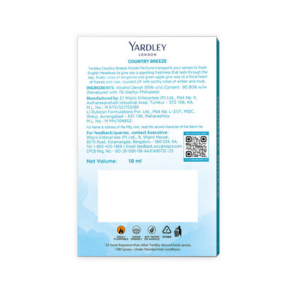 YARDLEY COUNTRY BREEZE COMPACT PERFUME, 18ML