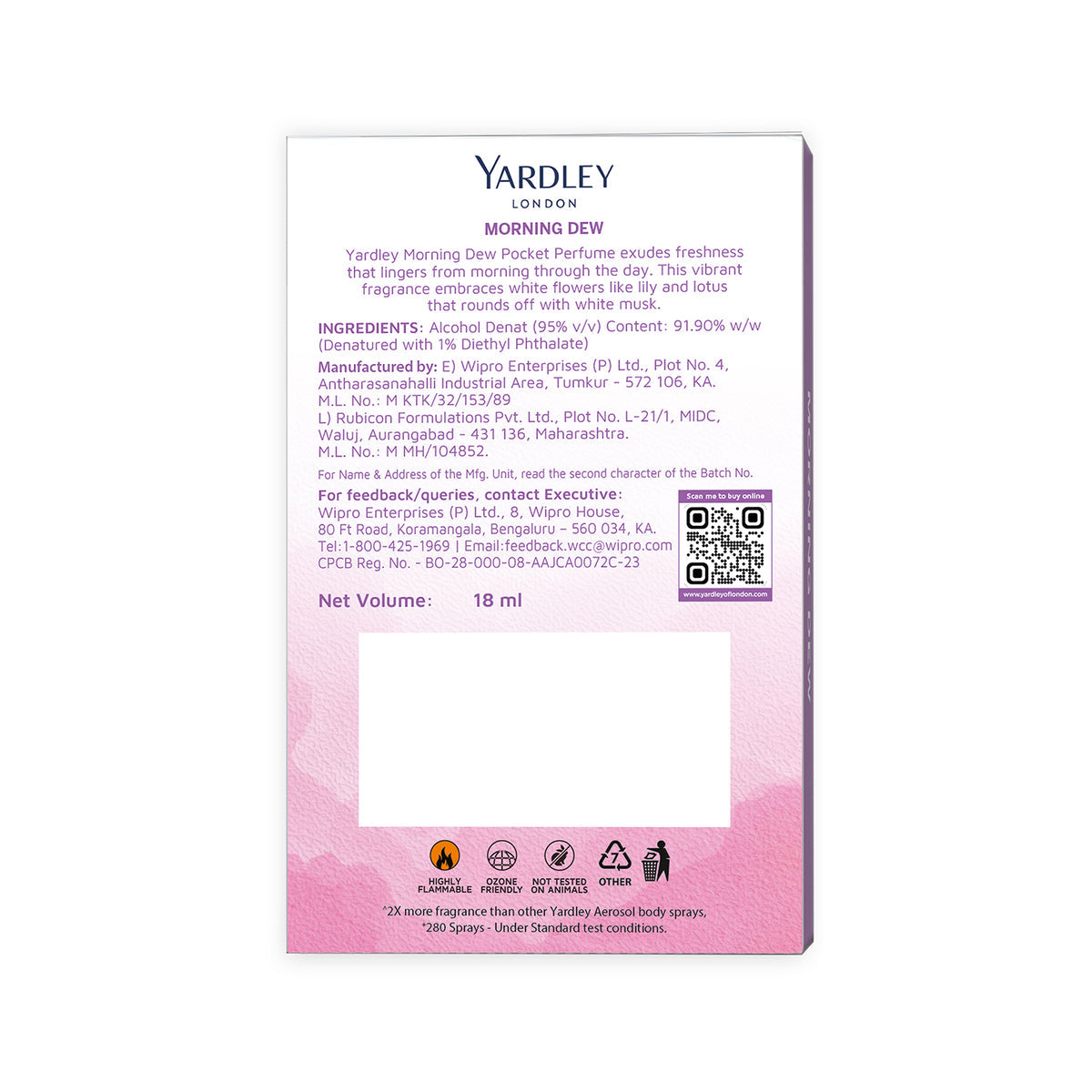 YARDLEY MORNING DEW COMPACT PERFUME, 18ML