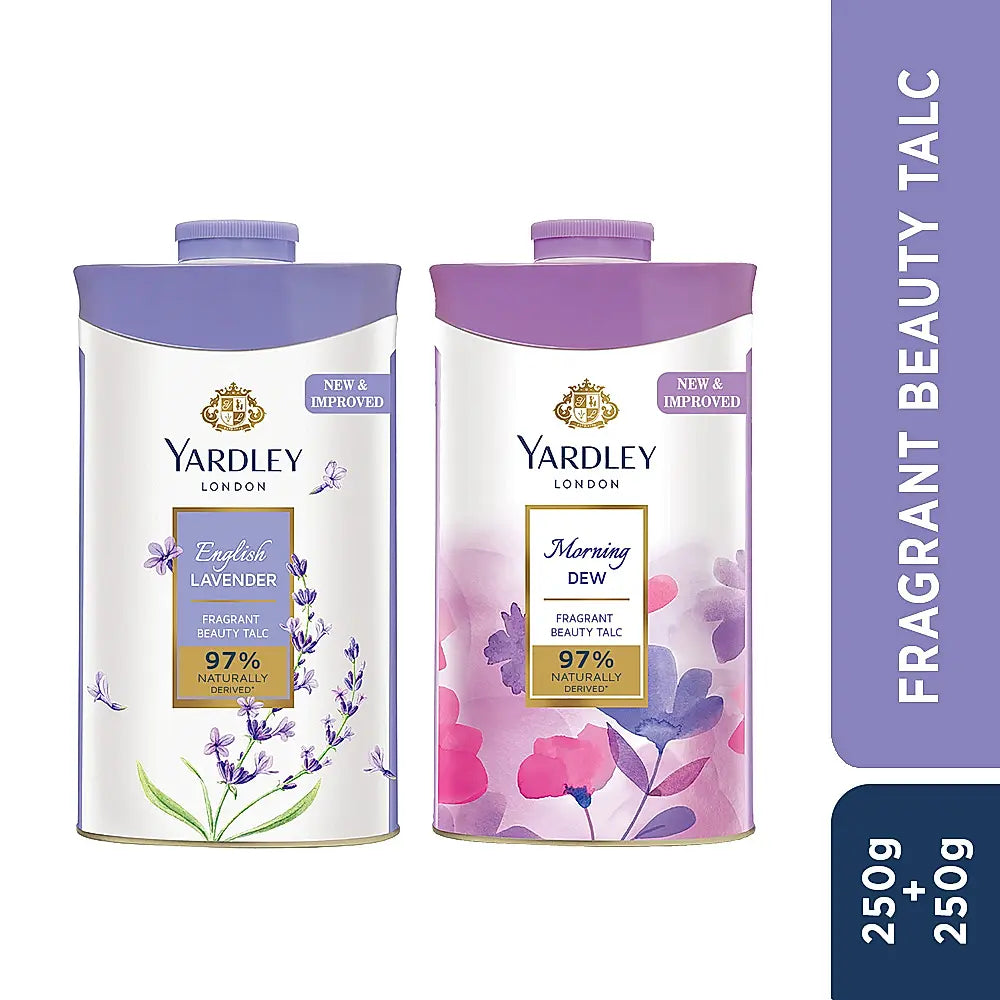 Yardley Talc English lavender 250g & Morning dew 250g pack of 2