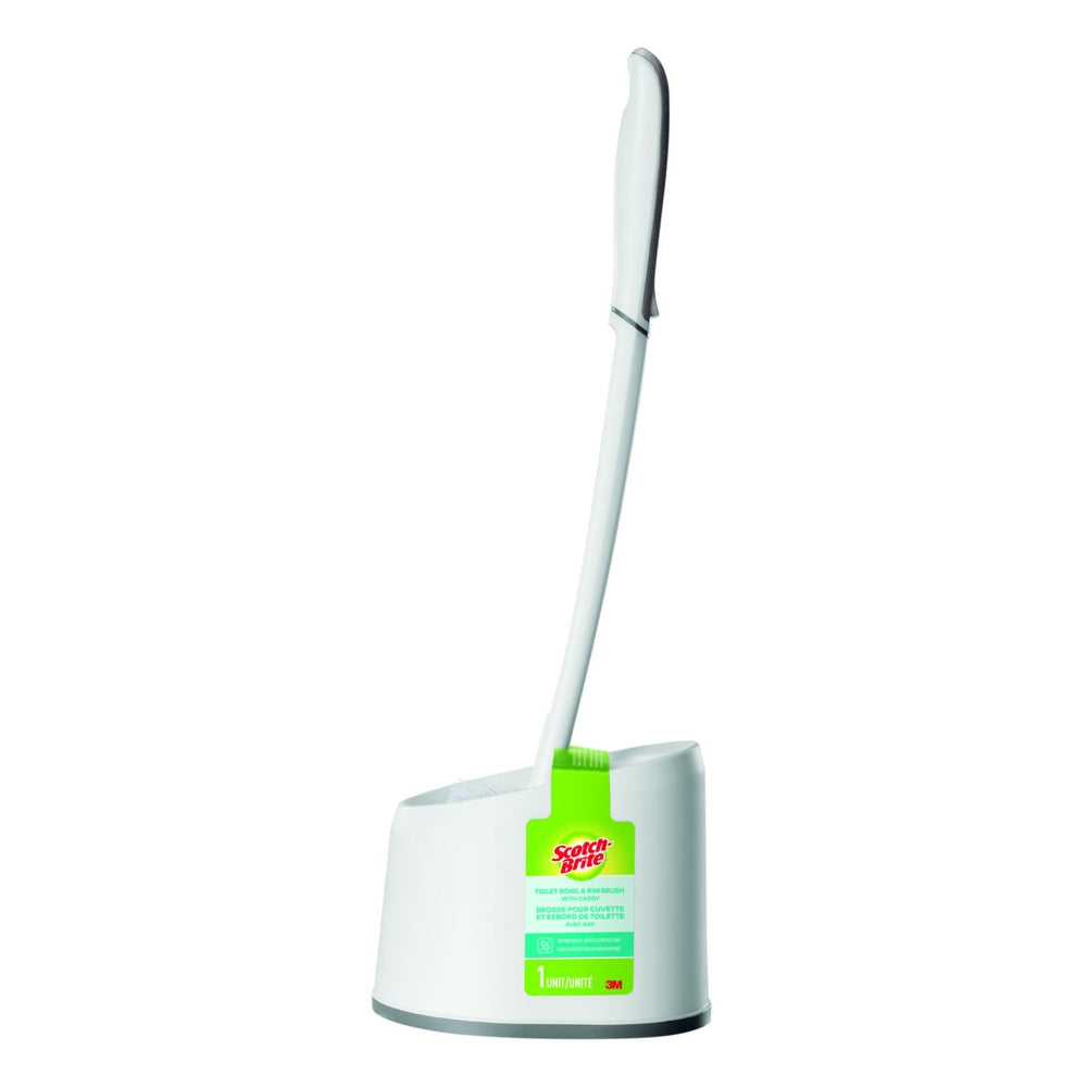 Scotch Brite Toilet Bowl & Rim Brush With Caddy - White & Turquoise 1 Unit