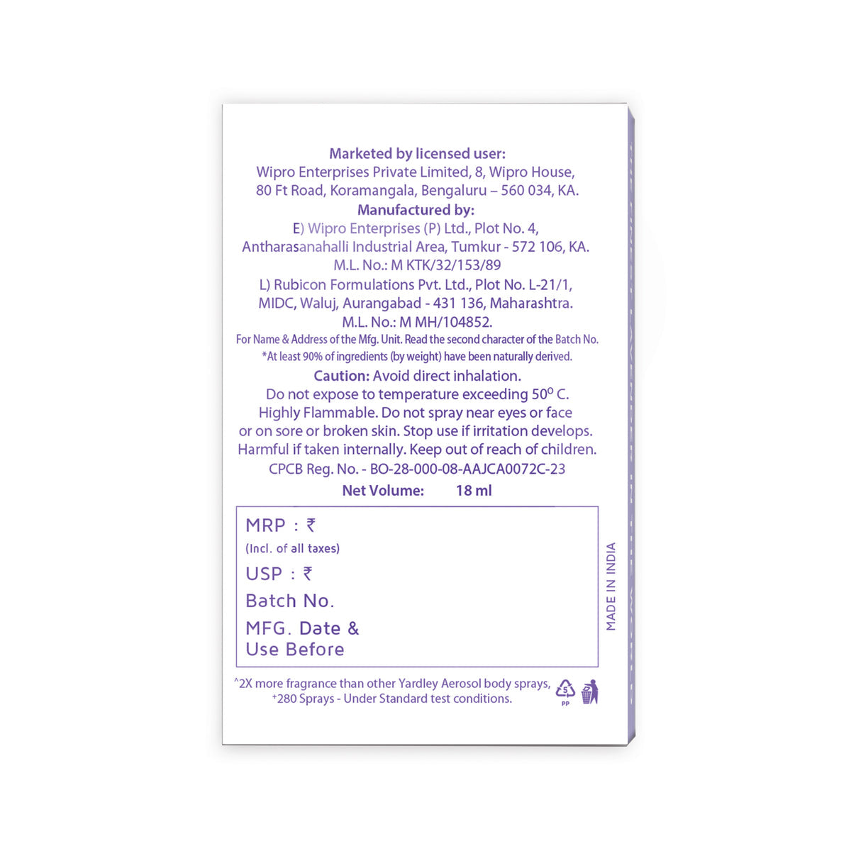 YARDLEY ENGLISH LAVENDER COMPACT PERFUME 18ML