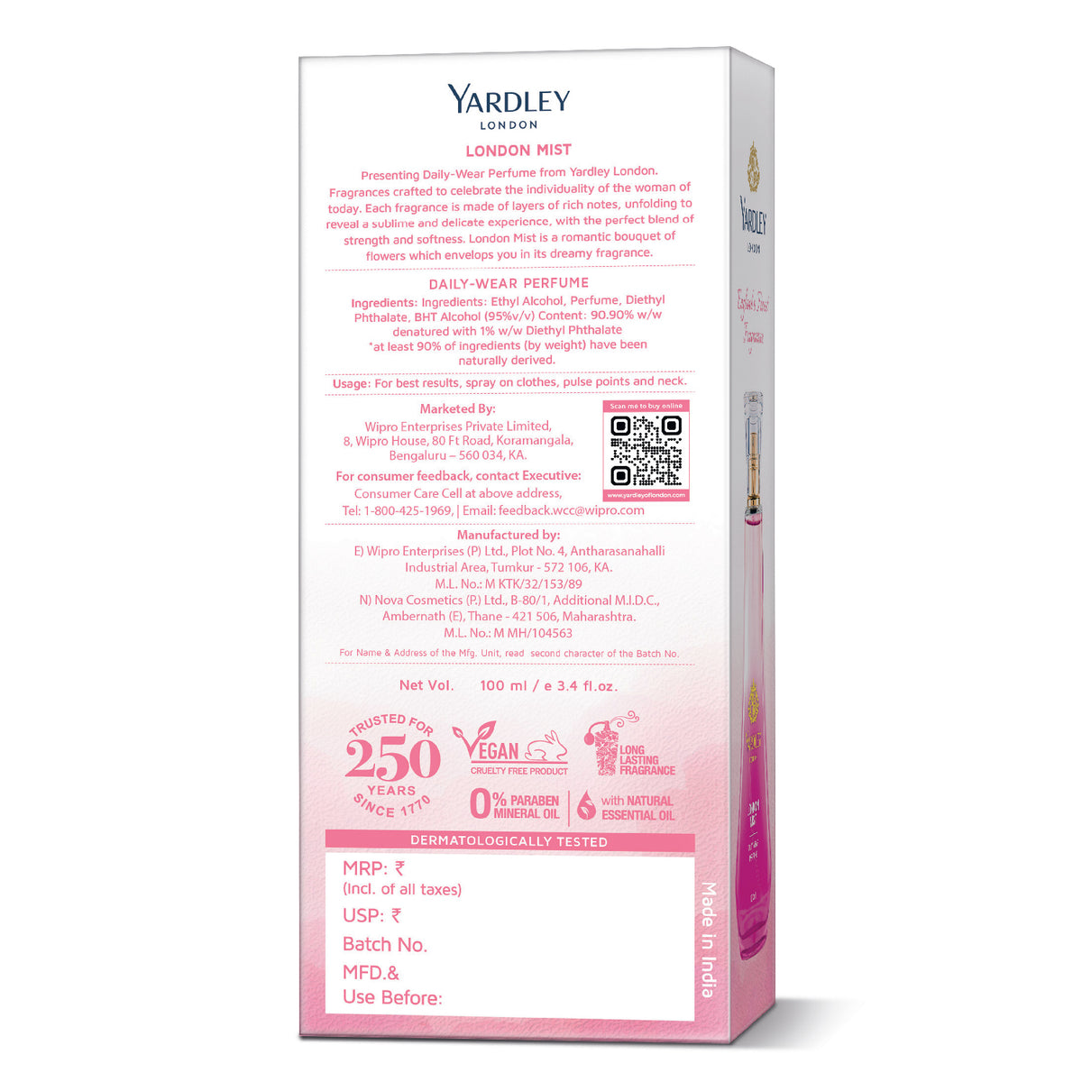YARDLEY LONDON MIST DAILY WEAR PERFUME 100ML