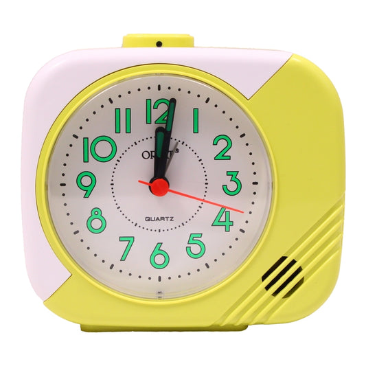 Orpat Alarm Analog Clock TBB-207 - 13.1x11.8x6.0 cm Yellow