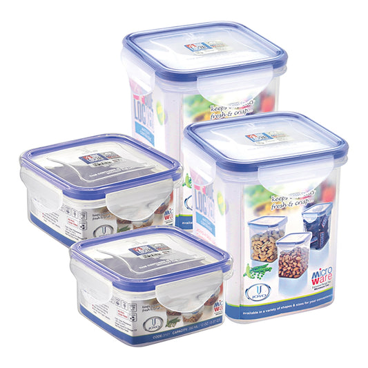 Joyo 4 Side Lock Plastic Square Containers Set of 4