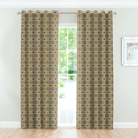 Decorous Door Curtain Abstract - Coffee 112 cm X 210 cm