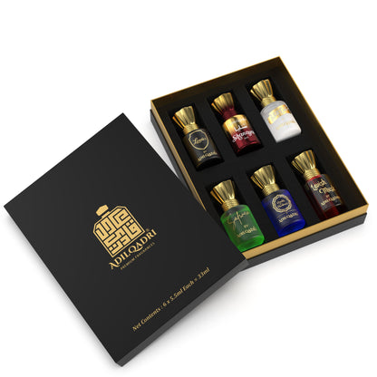 Adil Qadri Assorted Luxury Attar Perfume Gift Set (6 × 5.5Ml)