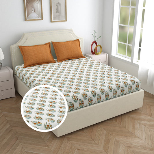 Salona Bichona Global Cotton Double Bedsheet 120Tc (003B) Brown 220x265 cm