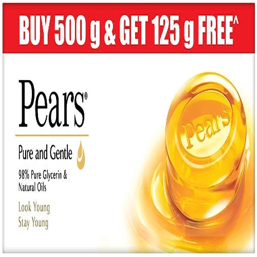 Pears Moisturising Bathing Bar Soap With Glycerine Pure & Gentle For Golden Glow 5X125 Gm