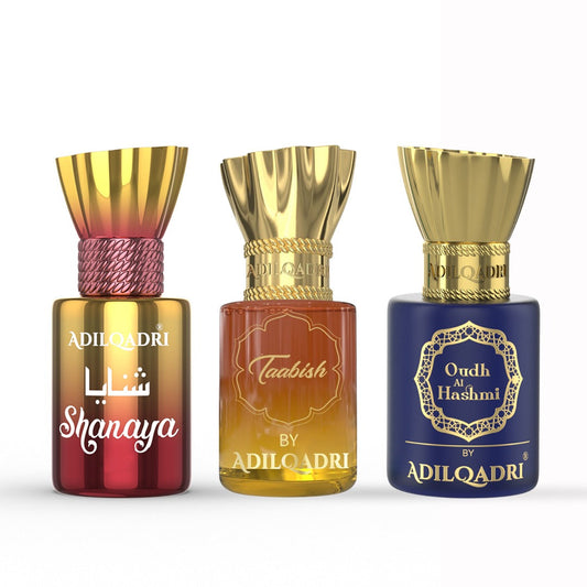 Adil Qadri 3 Pcs Attar Set Shanaya, Taabish And Oudh AL Hashmi 5.5 ML Each
