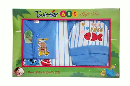 Bonfree BelleGirl 100% Cotton New Born Gift Set of 4 Pcs Regular Blue 0-3M