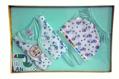 Bonfree BelleGirl 100% Cotton New Born Gift Set of 4 Pcs Premium Green 0-3M