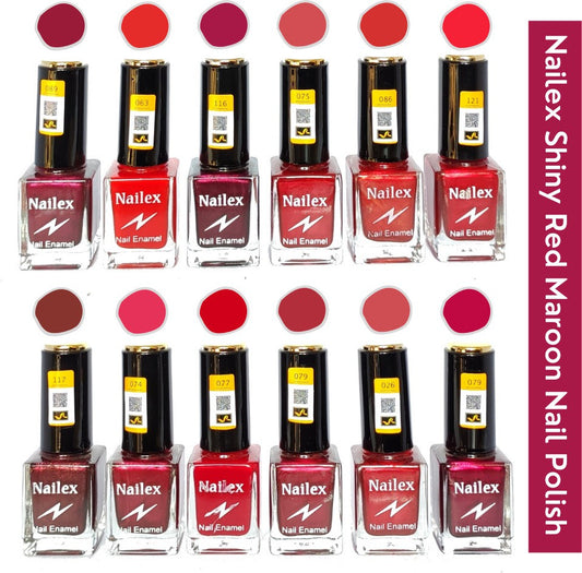 Shop Nailex R.Maroon and Red Mix Nail Polish (Pack of 12, 9.9ML Each)