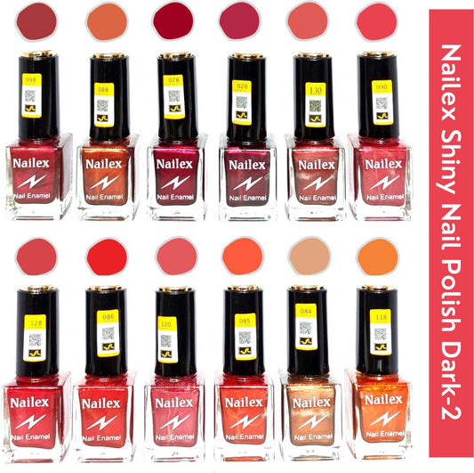 Shop Nailex Shiny Dark- 2 Nail Polish (Pack of 12, 9.9ML Each)