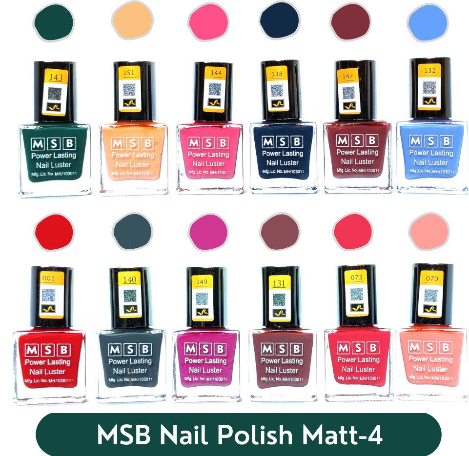 Shop MSB Matt- 4 Nail Polish (Pack of 12, 8ML Each)