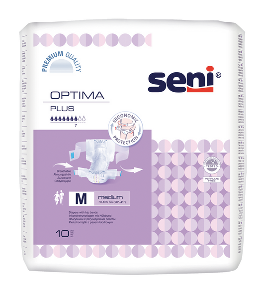 Shop Seni Optima Plus Medium Adult Diapers With Hip Bands 10 Pcs 