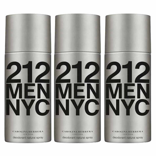 Carolina Herrera 212 Pack of 3 Deodorant Sprays For Men 150ML Each