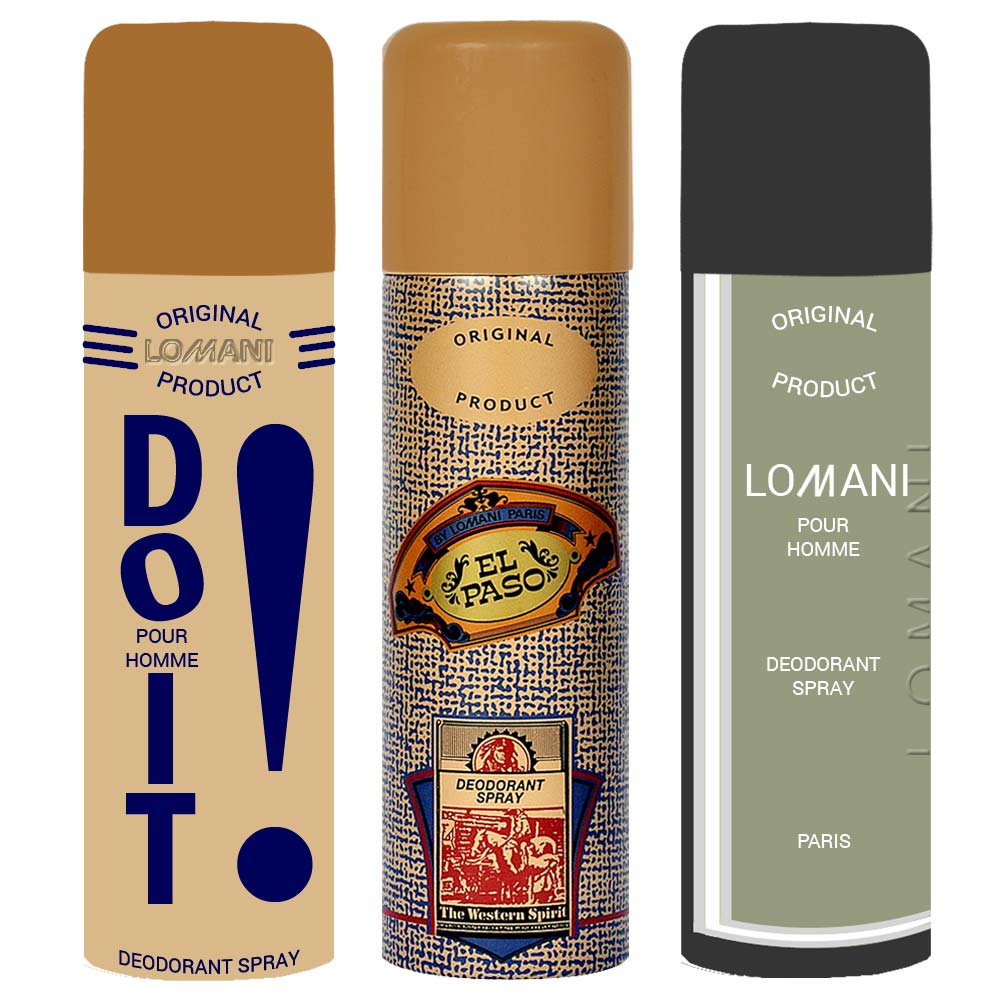 Lomani Do It, ElPaso, Pour Homme Pack of 3 Deodorants For Men