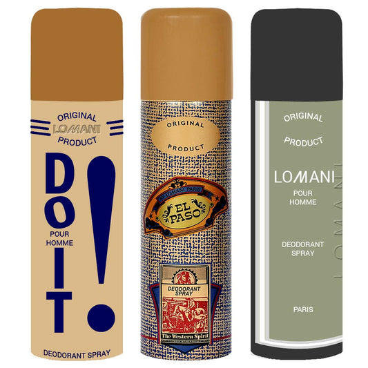 Lomani Do It, ElPaso, Pour Homme Pack of 3 Deodorants For Men