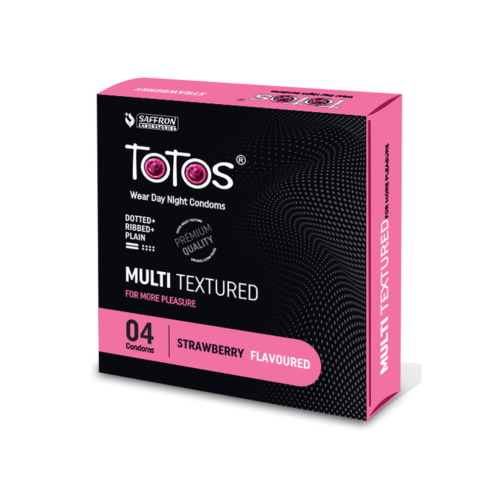 Shop TOTOS Multi Textured Strawberry Flavoured Condom 4s