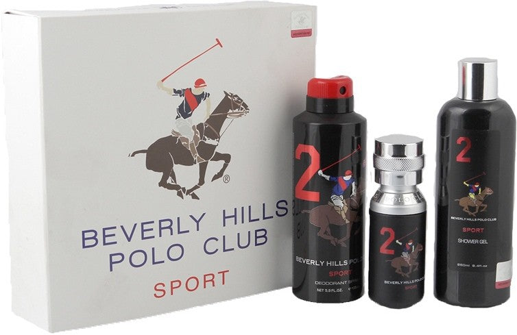 Shop Beverly Hills Polo Club Sport No 2 For Men 250ML Body Wash, 50ML EDT Perfume and 175ML Deodorant Gift Set