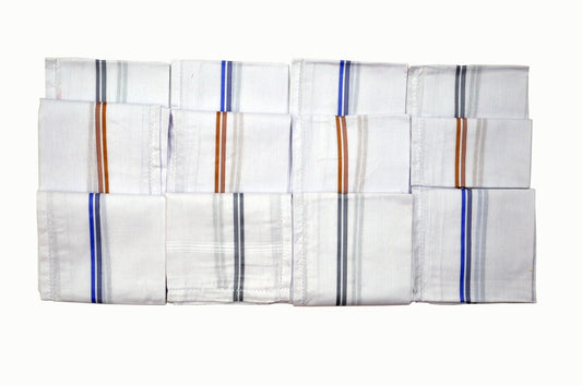 Bellegirl Gents White Color Regular Handkerchief 6Pcs