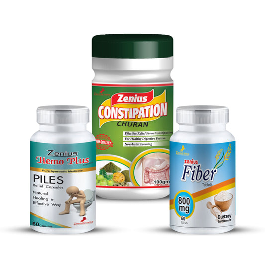 Zenius Piles Care Kit| Piles Stop Supplements, Constipation Relief Supplements (60 Capsules & 60 Tablets & 100G Powder)