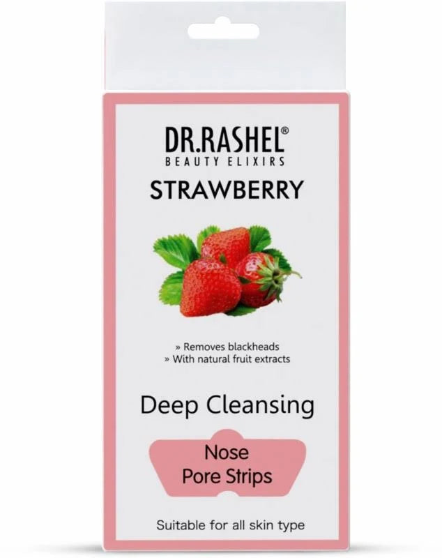 Dr.Rashel Strawberry Nose Strip With Natural Plants And Vitamin-E For Deep Cleannsing And Blackhead Removal  (10 Strips)